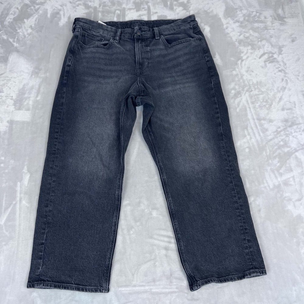 American Eagle Jeans Womens 14 X-Short Black Denim Curvy Straight Hi Rise Grunge